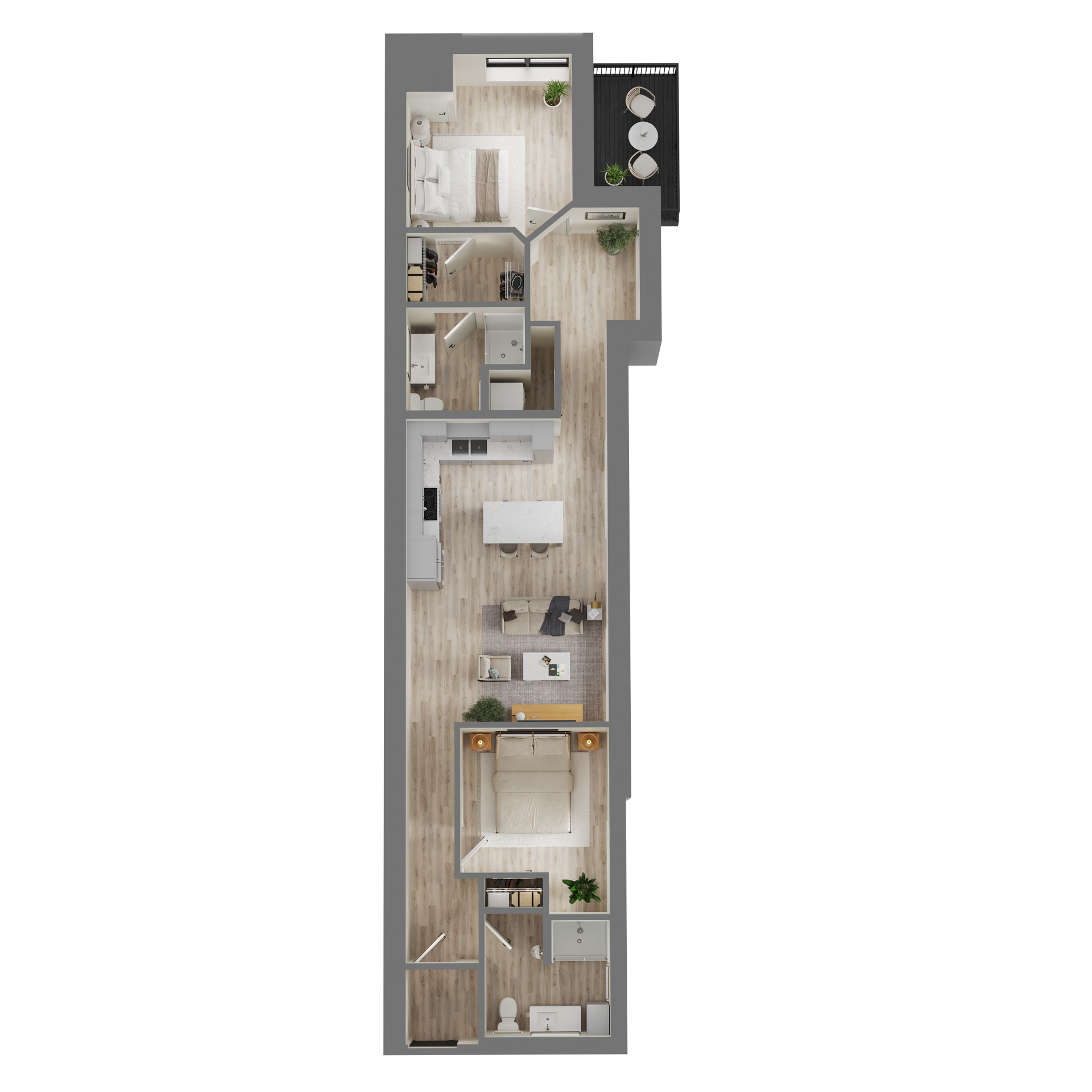 An aerial view of a floor plan of a house.