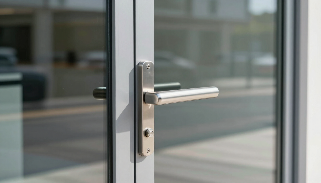 Commercial storefront door with professional lock hardware in Toledo, Ohio