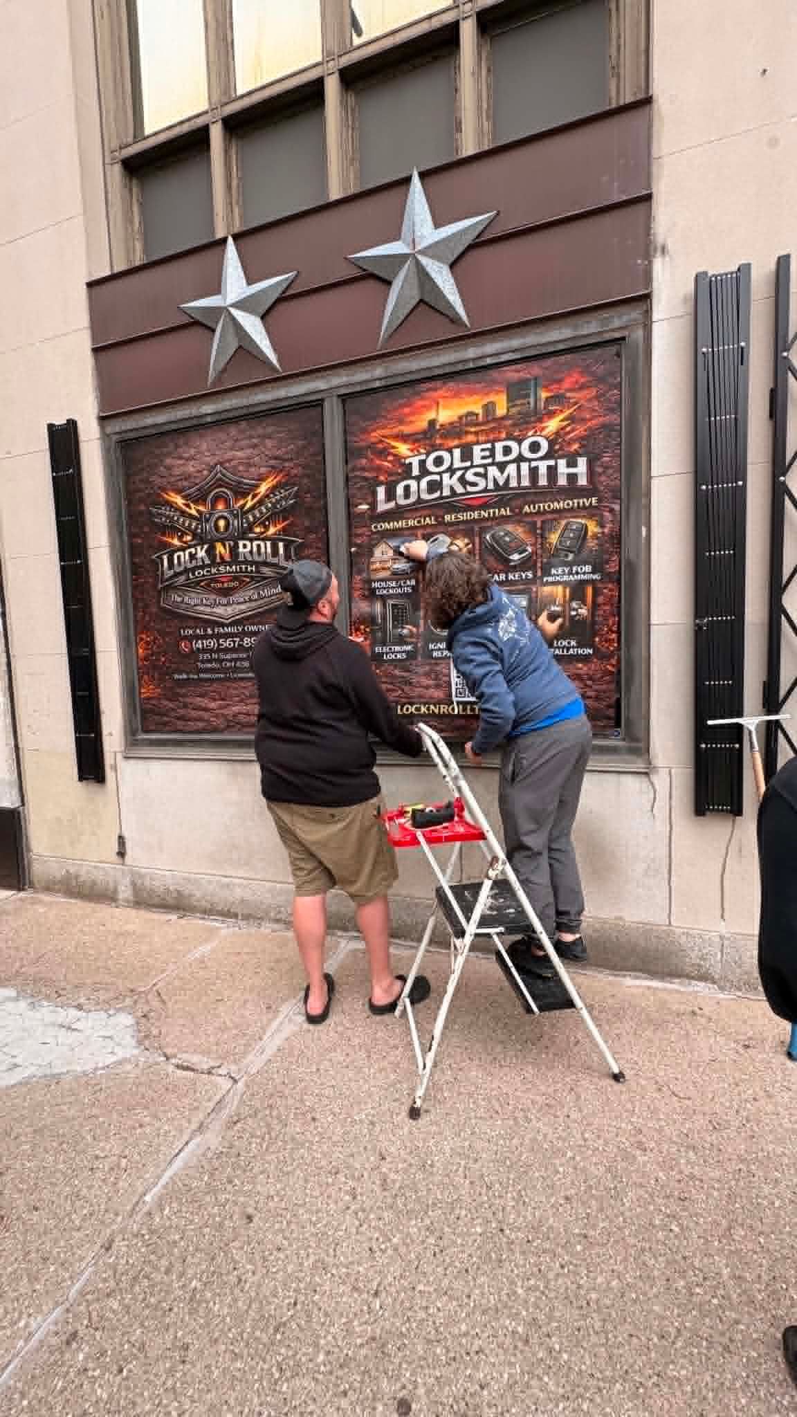 Lock N Roll Locksmith shop window at 335 N Superior St in Toledo Ohio