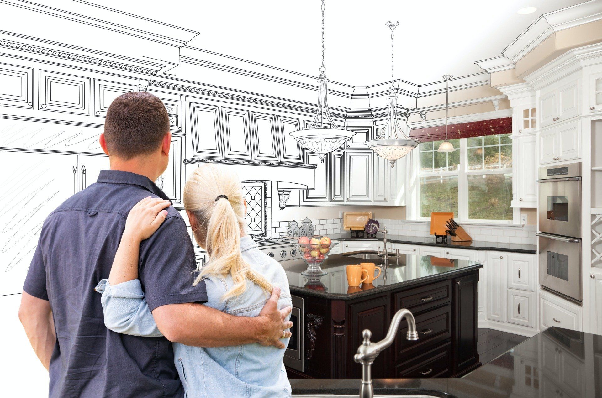 Residential Remodeling Couple designing kitchen