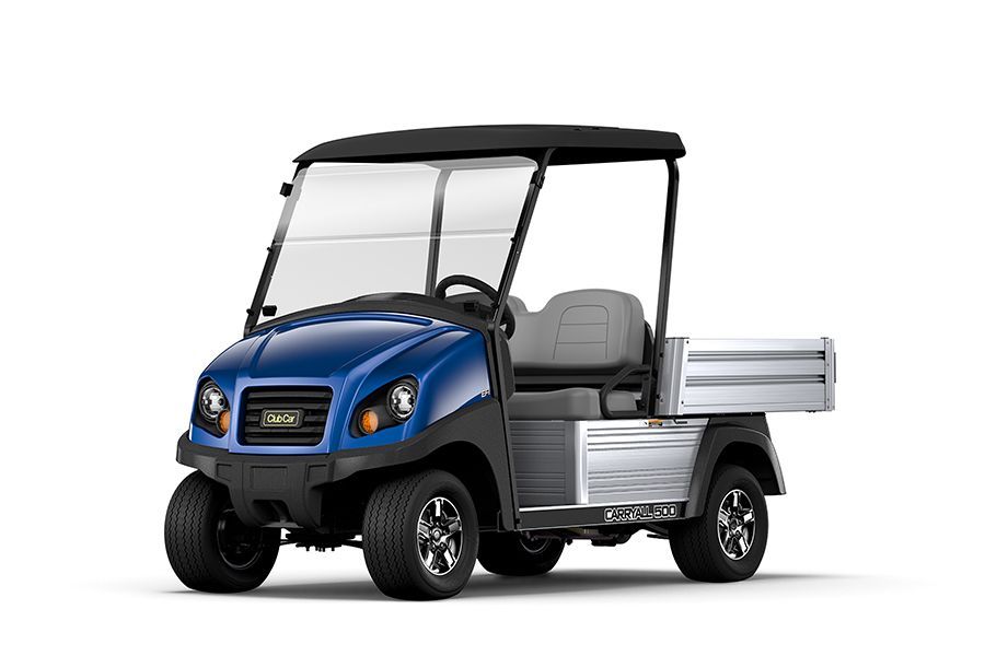 Blue utility golf cart for sale at Chickens Golf Carts in Charlotte Amalie, USVI