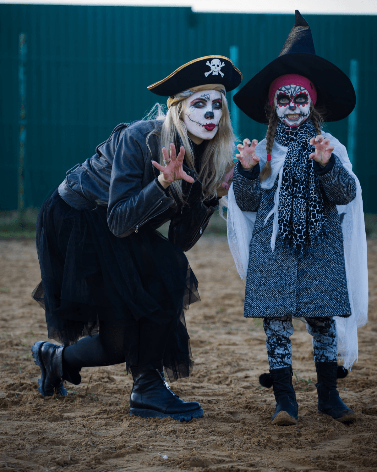 mom and child in Halloween costume