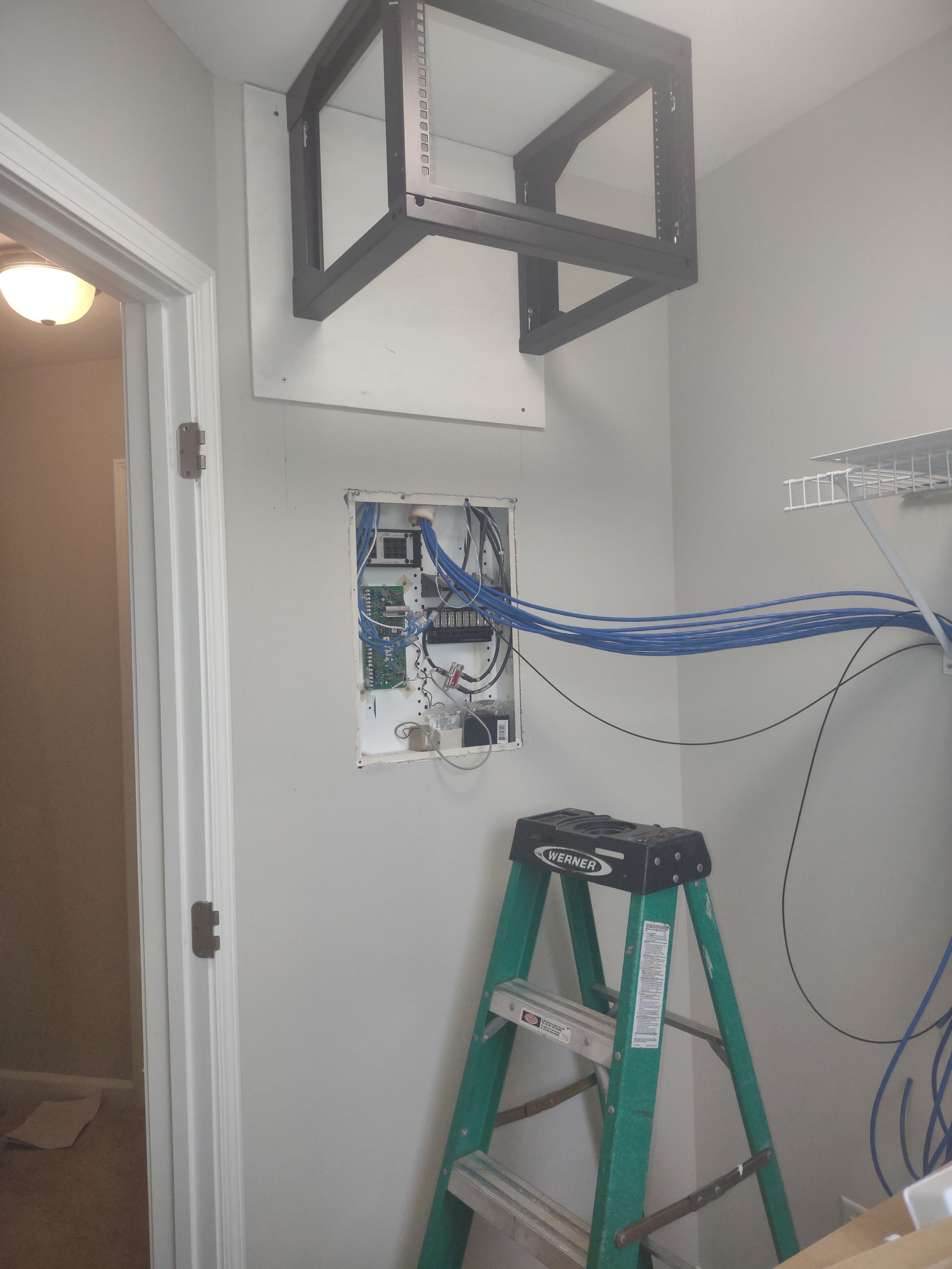 Adding a server rack above an existing panel