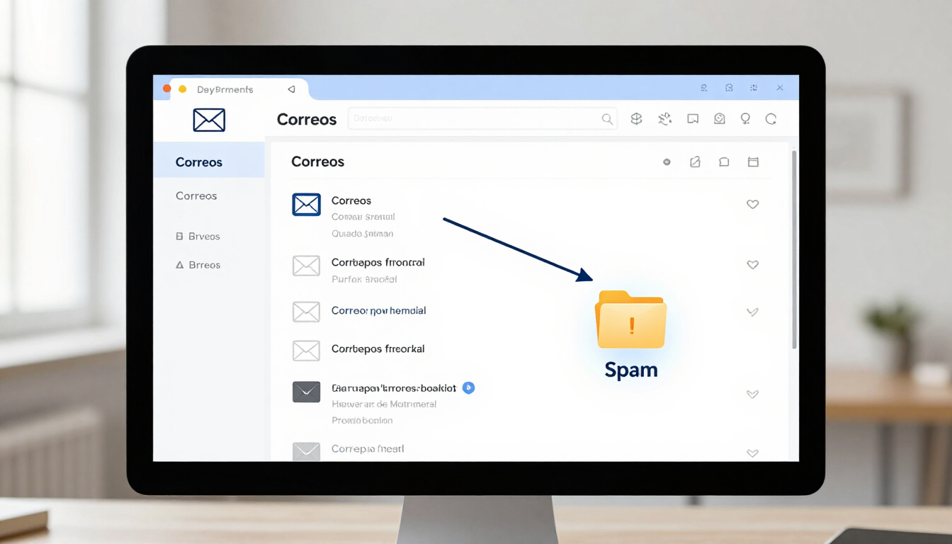 Illustration of an email dashboard with an arrow pointing to a spam folder, representing email deliv