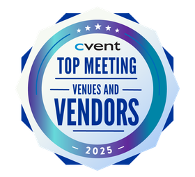It is a badge that says top meeting venues and vendors.