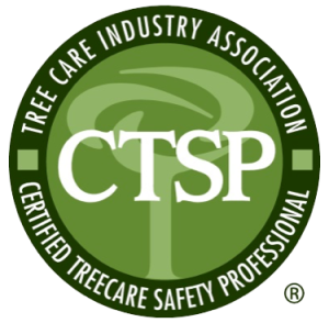 Circular green logo: "Tree Care Industry Association" surrounding "CTSP" with "Certified Treecare Safety Professional."