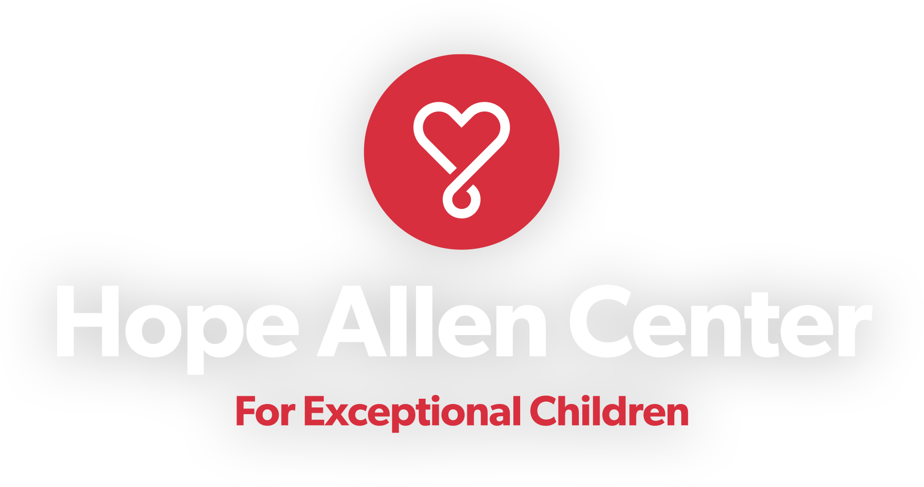 The hope allen center for exceptional children logo has a heart in a red circle.