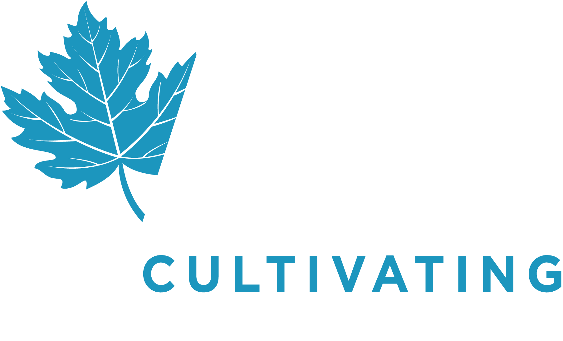 A blue maple leaf with the words cultivating below it.