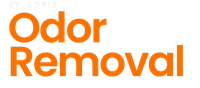 A logo for St. Louis odor removal in orange letters on a white background