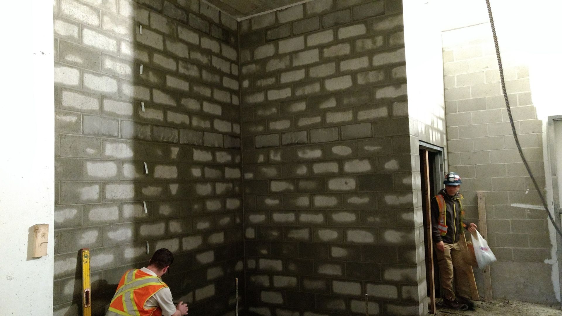 New concrete block wall installed for commercial project