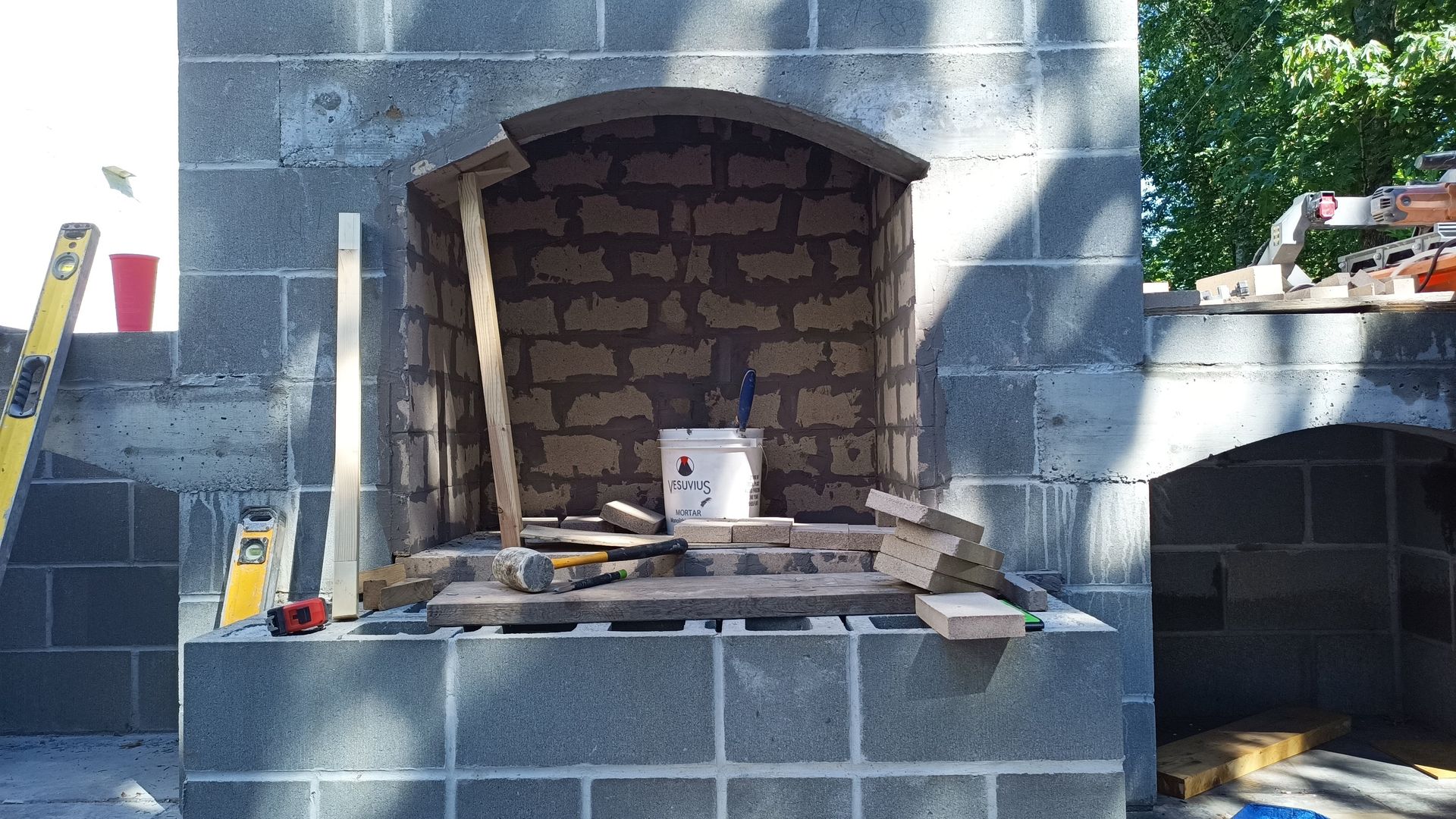 A new concrete cap installed on an old chimney in Vancouver BC.