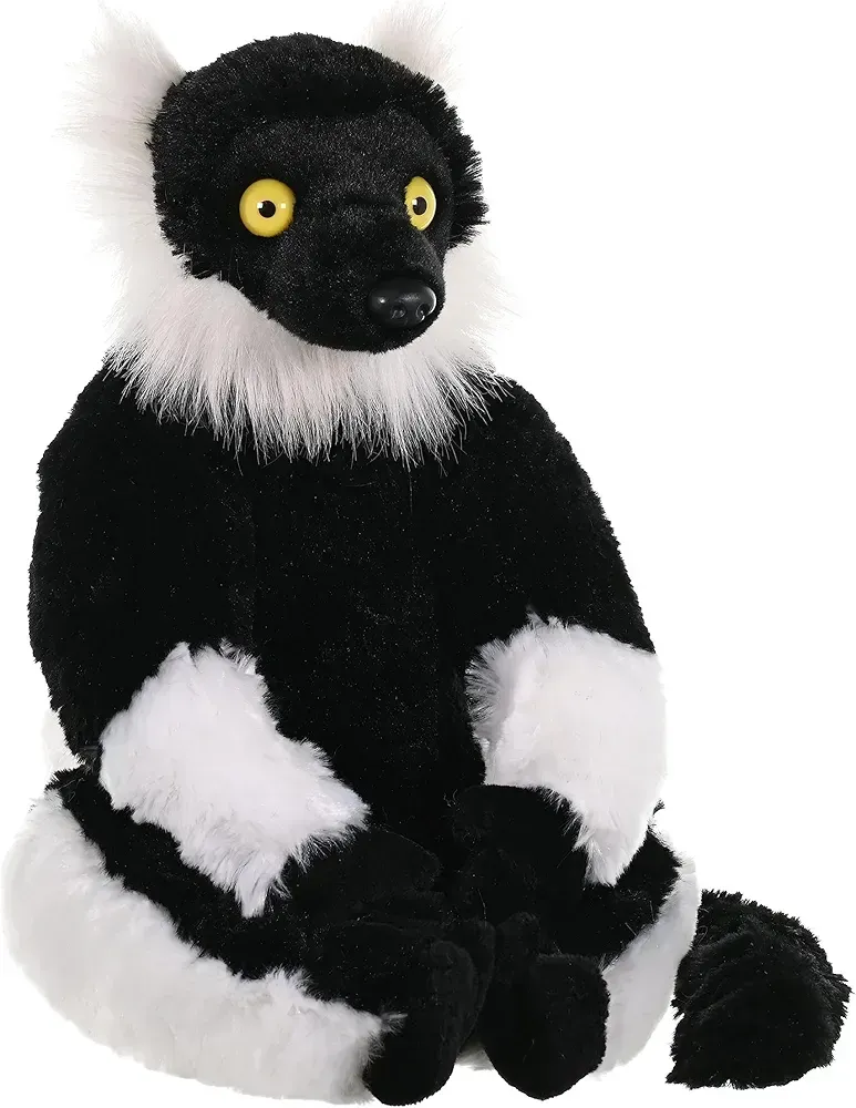 Wild Republic CK plush soft toy black and white ruffed lemur stuffed animal plushie