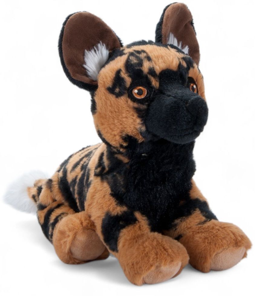 plush african wild dog, the petting zoo plush wild dog, earth keepers eco plush