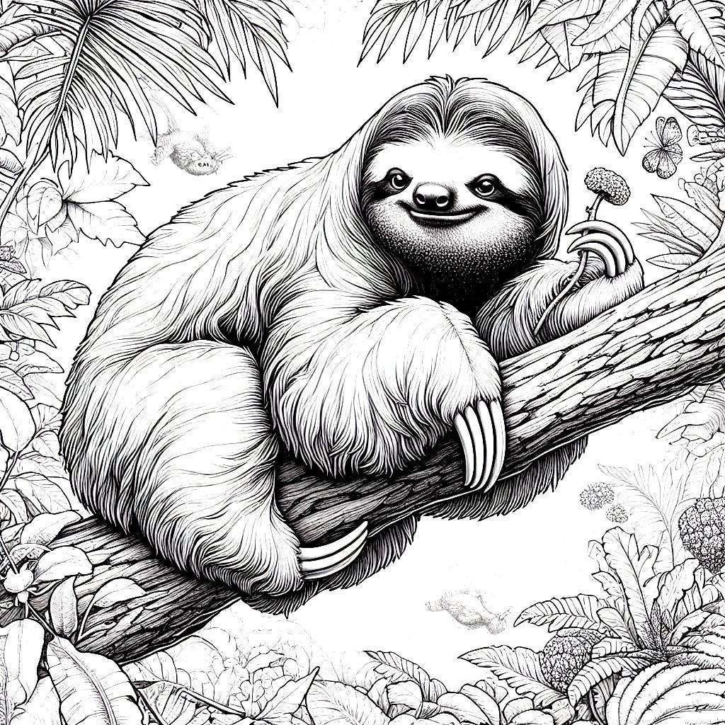 sloth kids coloring page
