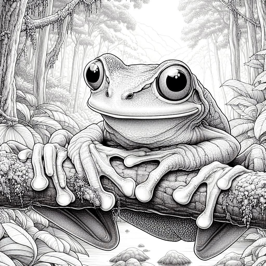 tree frog kids coloring page