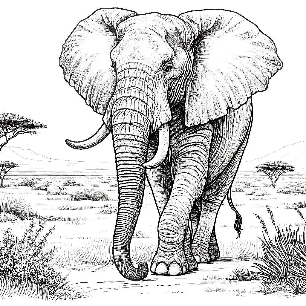 African bull elephant kids coloring page