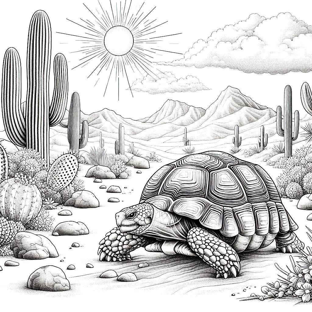desert tortoise kids coloring page