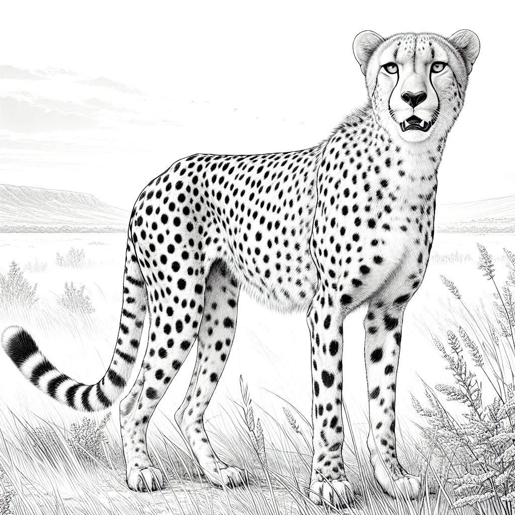 African Cheetah kids coloring page