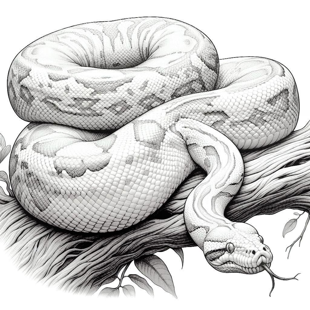 Burmese python kids coloring page