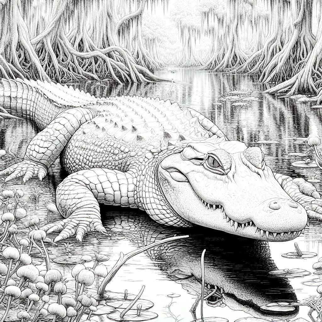 American alligator kids coloring page
