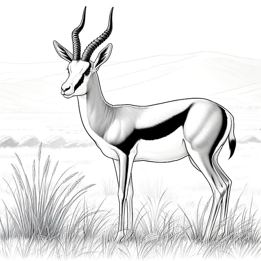 African Springbok kids coloring page