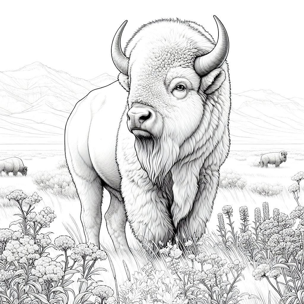 American Bison kids coloring page