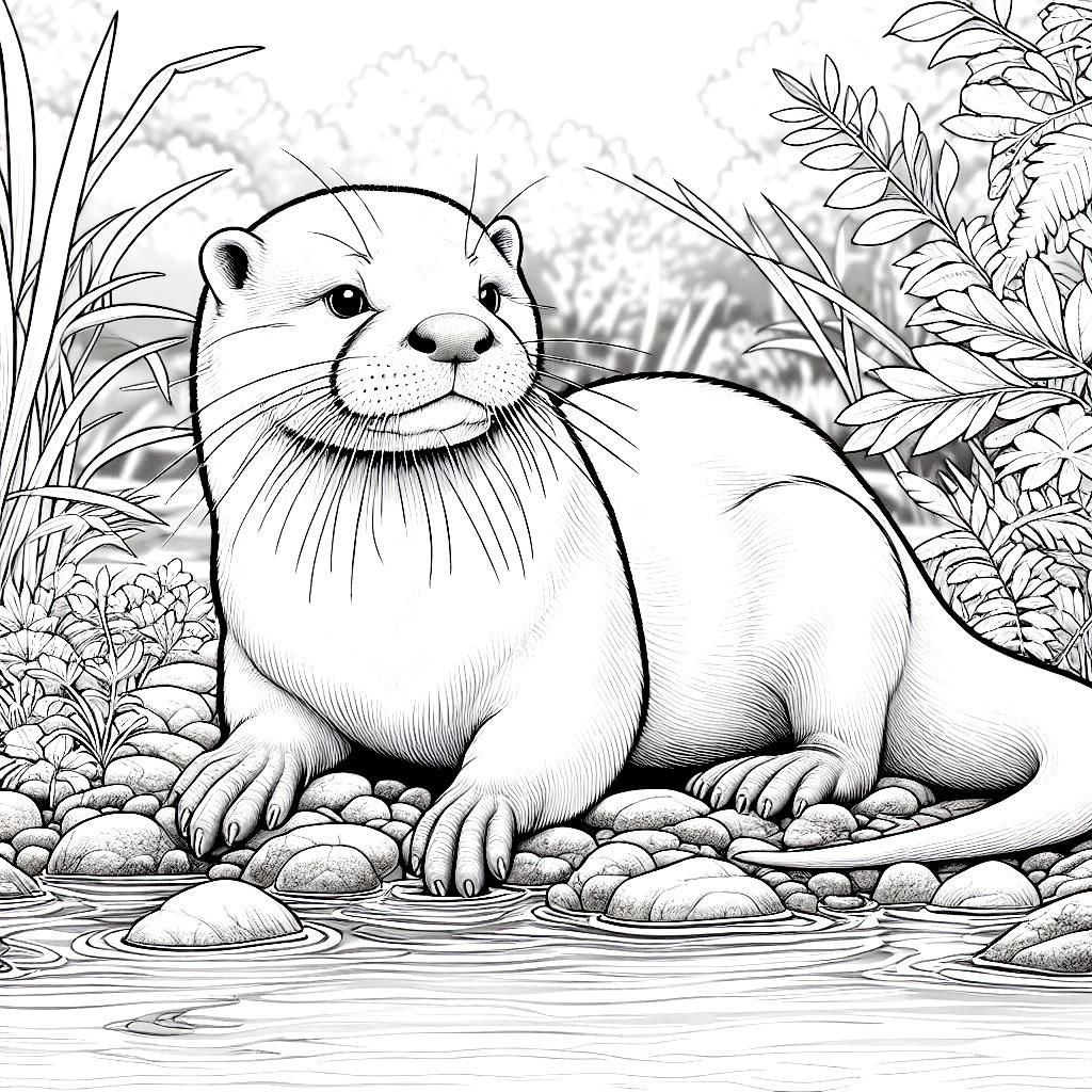river otter kids coloring page