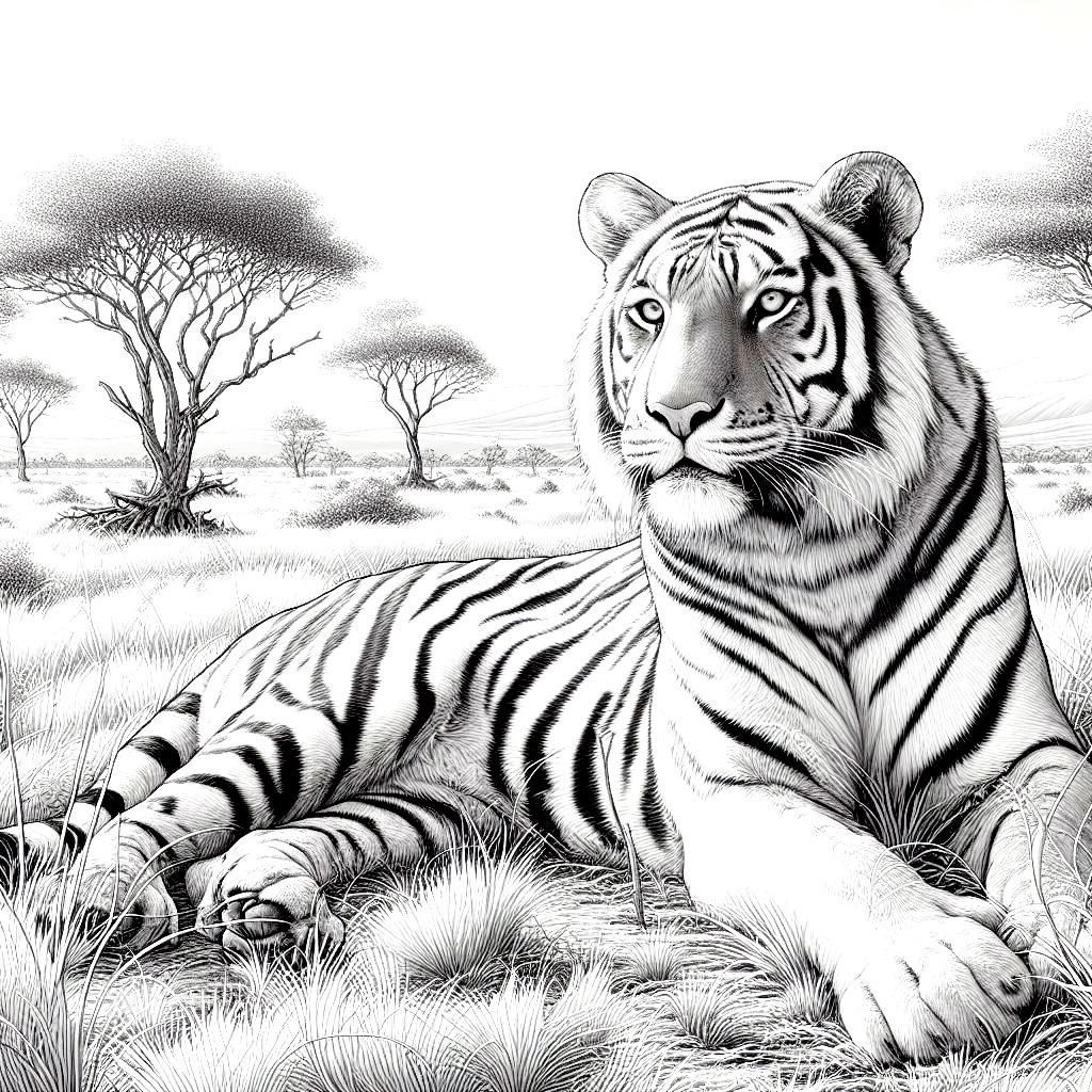 Tiger kids coloring page