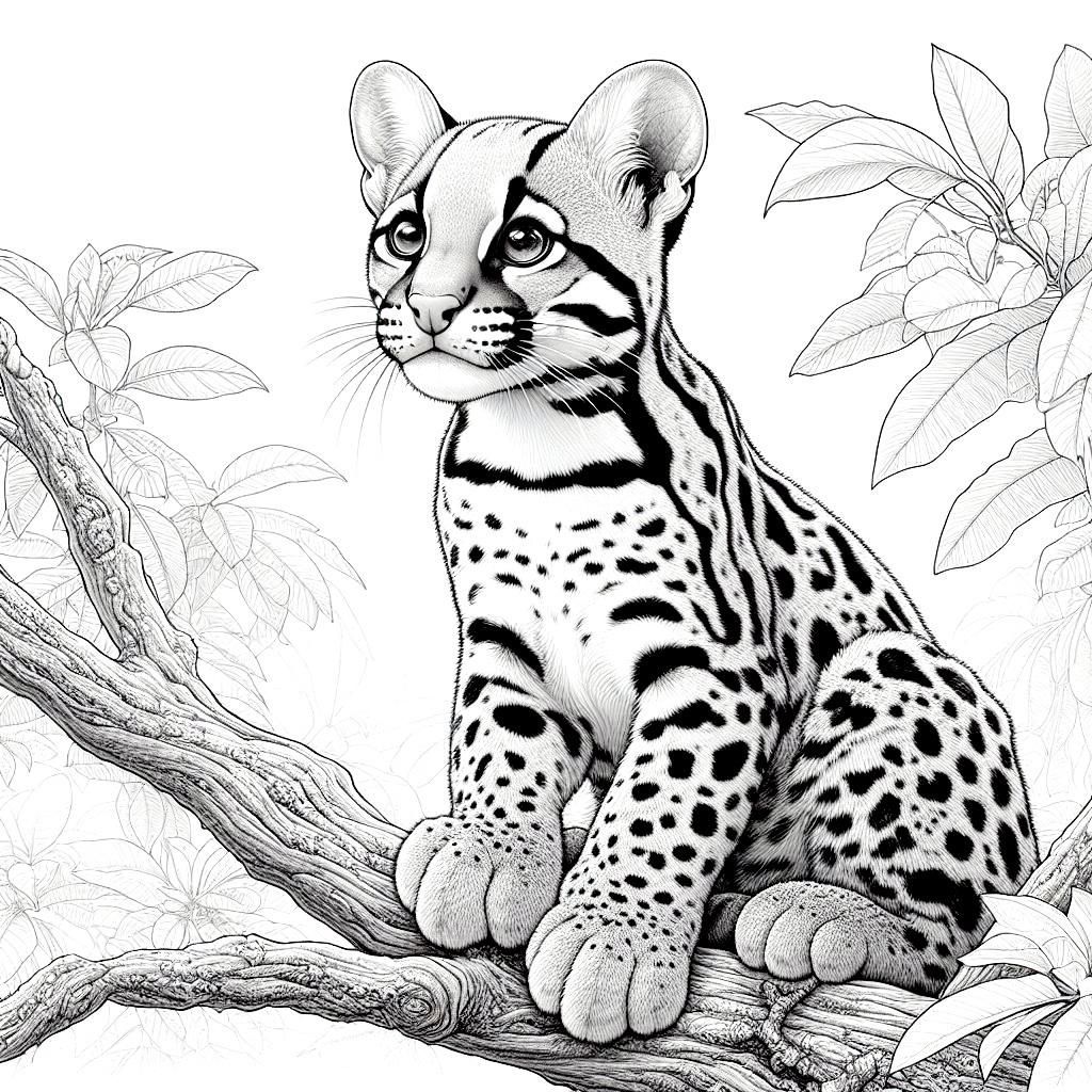 Ocelot kids coloring page