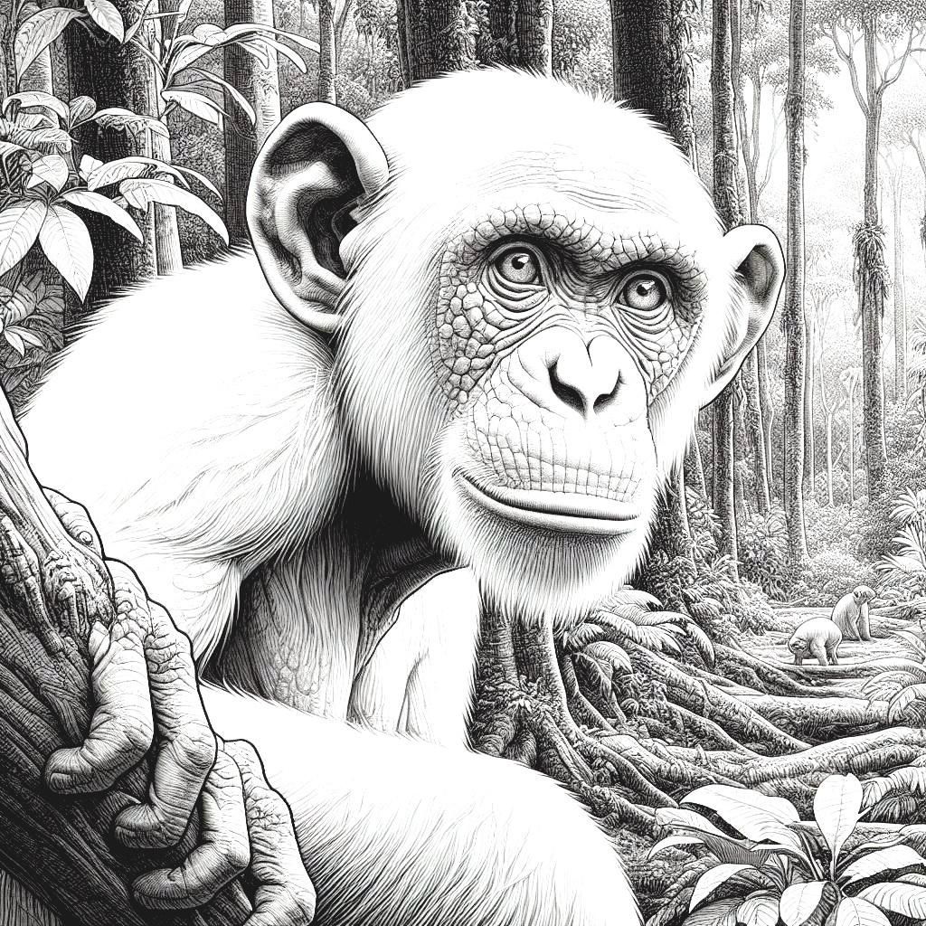 Chimpanzee kids coloring page