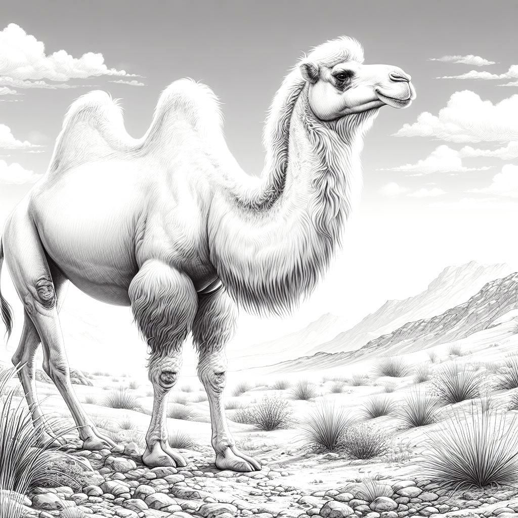 Bactrian camel kids coloring page