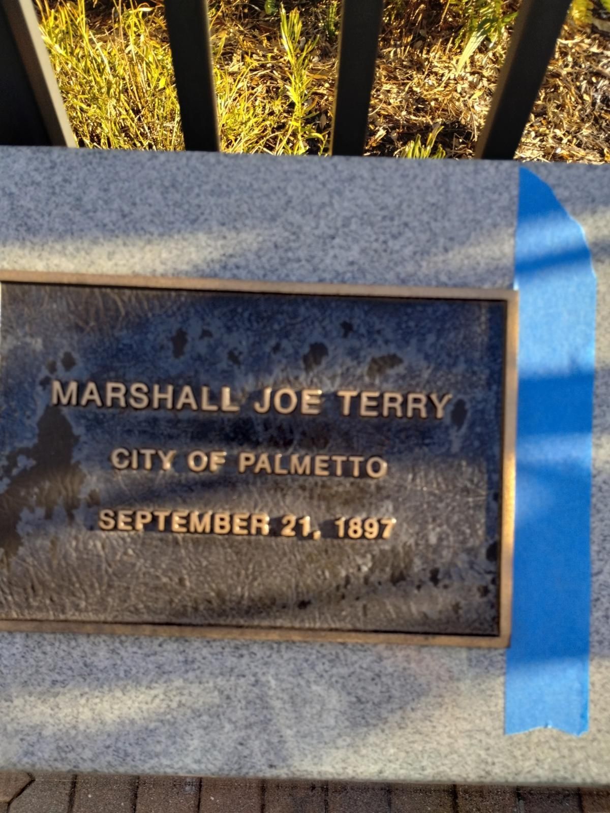 A plaque that says marshall joe terry on it