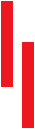 Three vertical red bars of varying heights on a white background