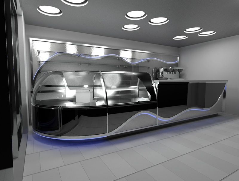interno bar con bancone in costruzione