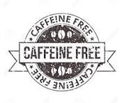 A caffeine free stamp on a white background.
