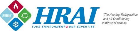 Logo of HRAI, Heating Refrigeration and Air Conditioning Institute of Canada, with four element icons.