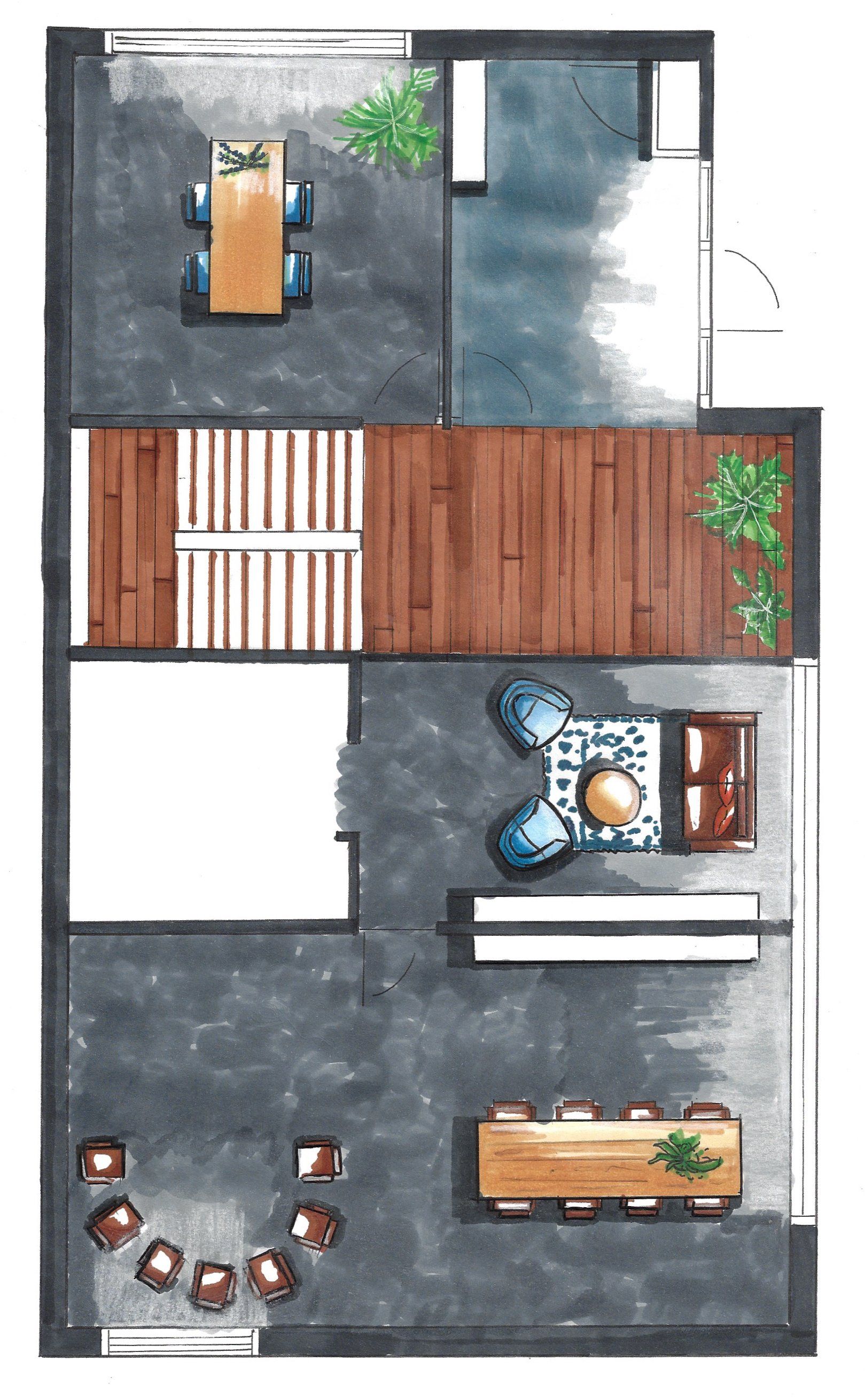 2D plattegrond interieur kantoor