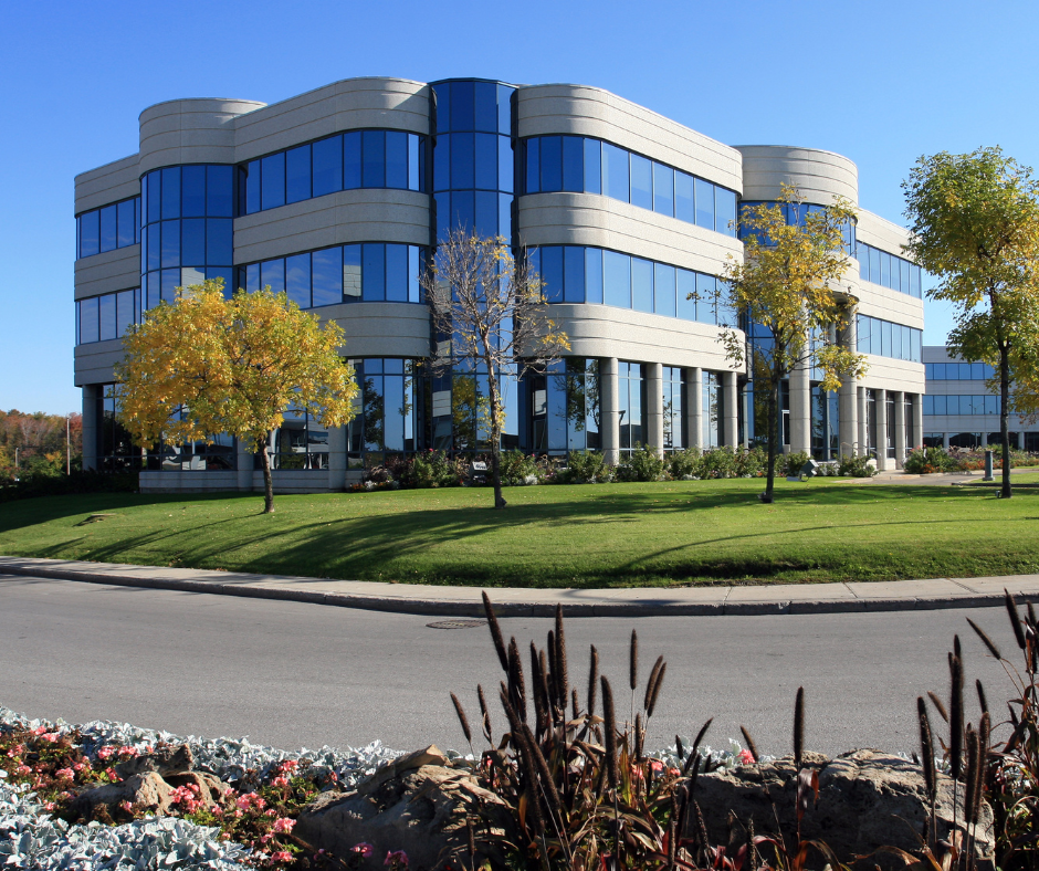 lawn maintenance on a building