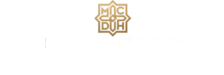 Gold geometric logo centered on a white background with stylized letters inside a hexagon.