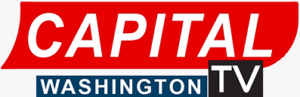 Capital Washington TV logo in red, white, and blue with bold white text.