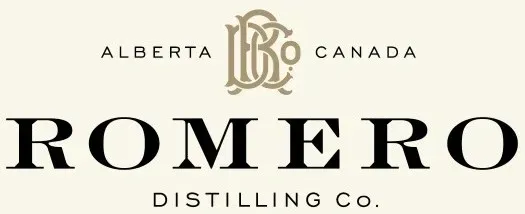 Romero Distilling Co. logo with Alberta and Canada text on a light background