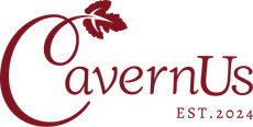 Maroon CavernUs logo with a stylized leaf and “EST. 2024” text