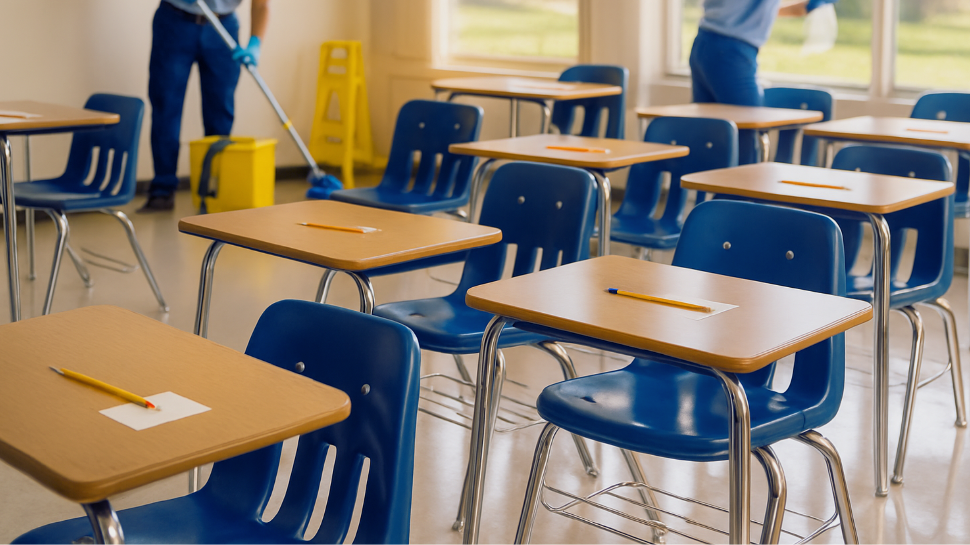 Cleaning a school