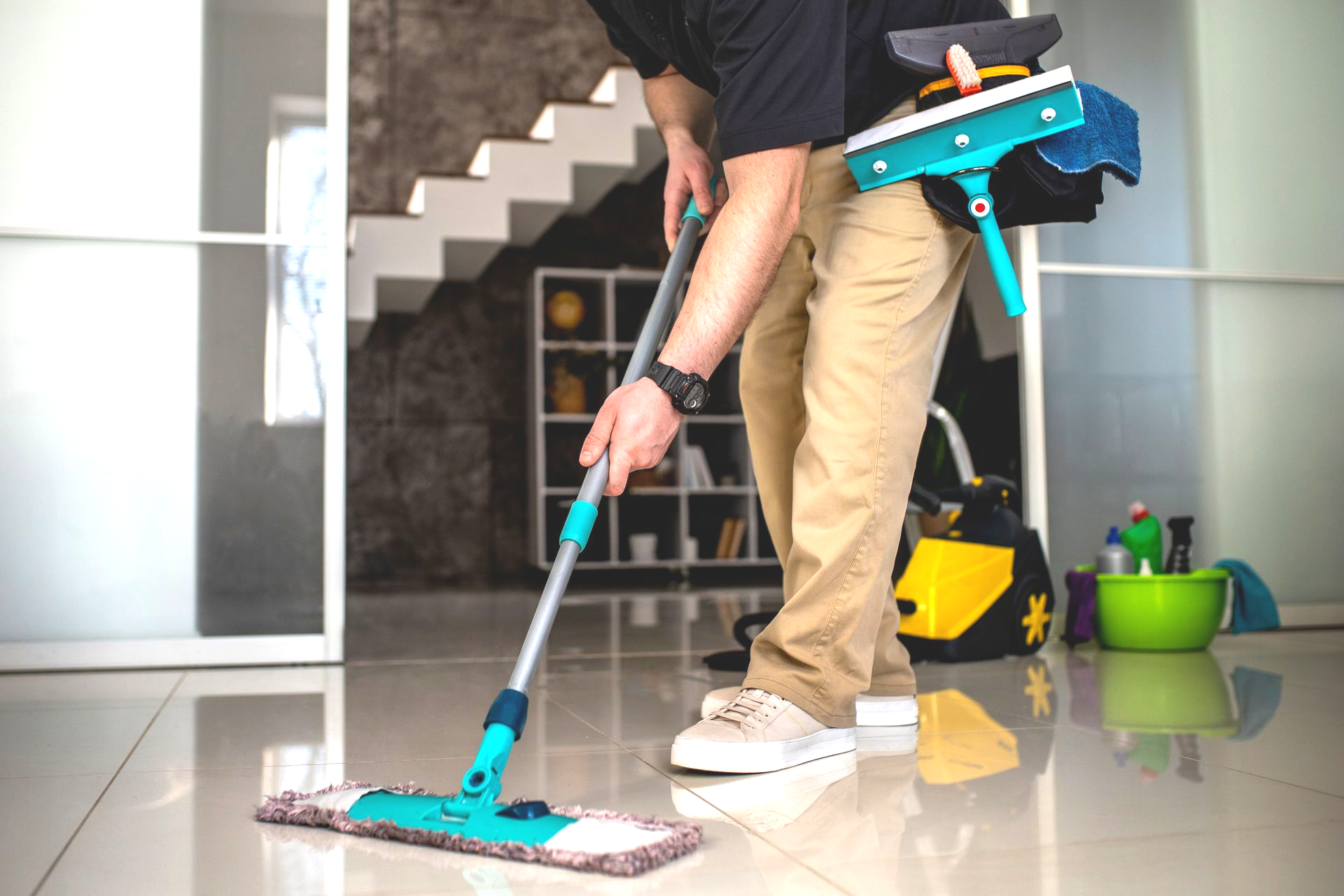 specialist cleaner cleaning new build floor post construction