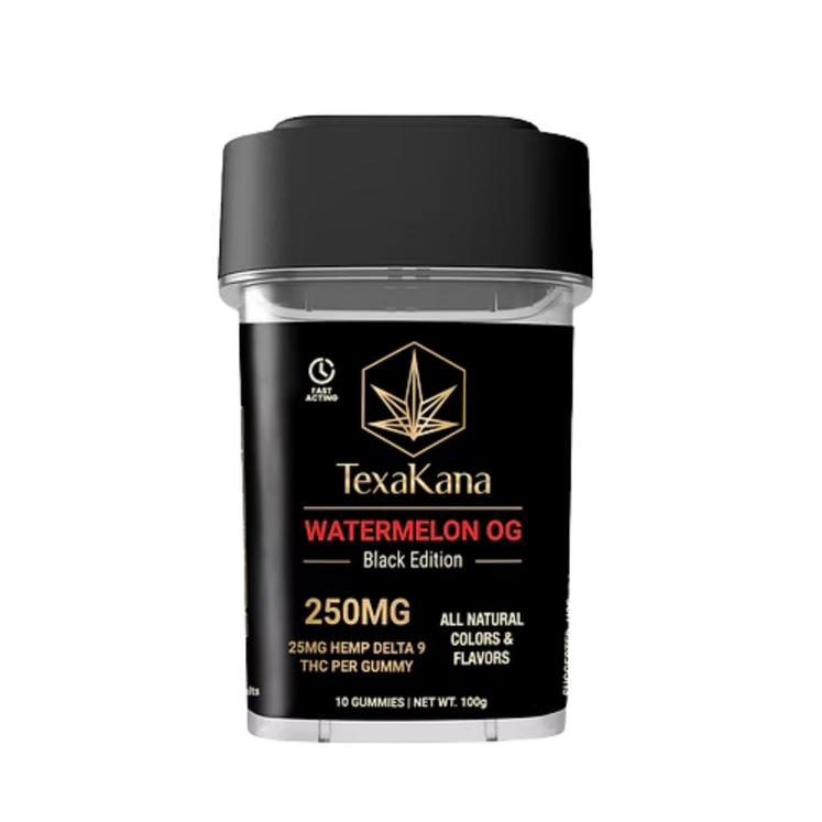 TexaKana Black Edition Watermelon OG 25mg Delta-9 THC Gummies
