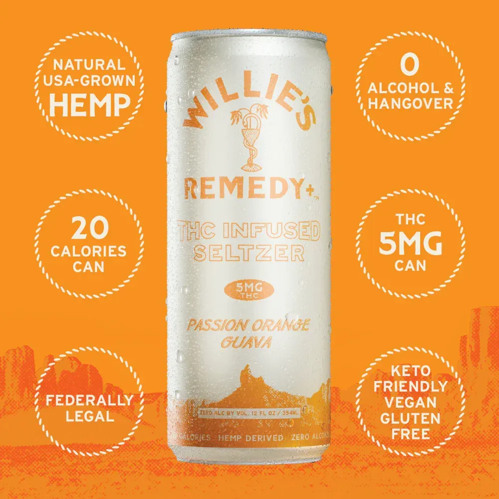 Willie's Remedy+ Passion Orange Guava – 5mg THC drink can