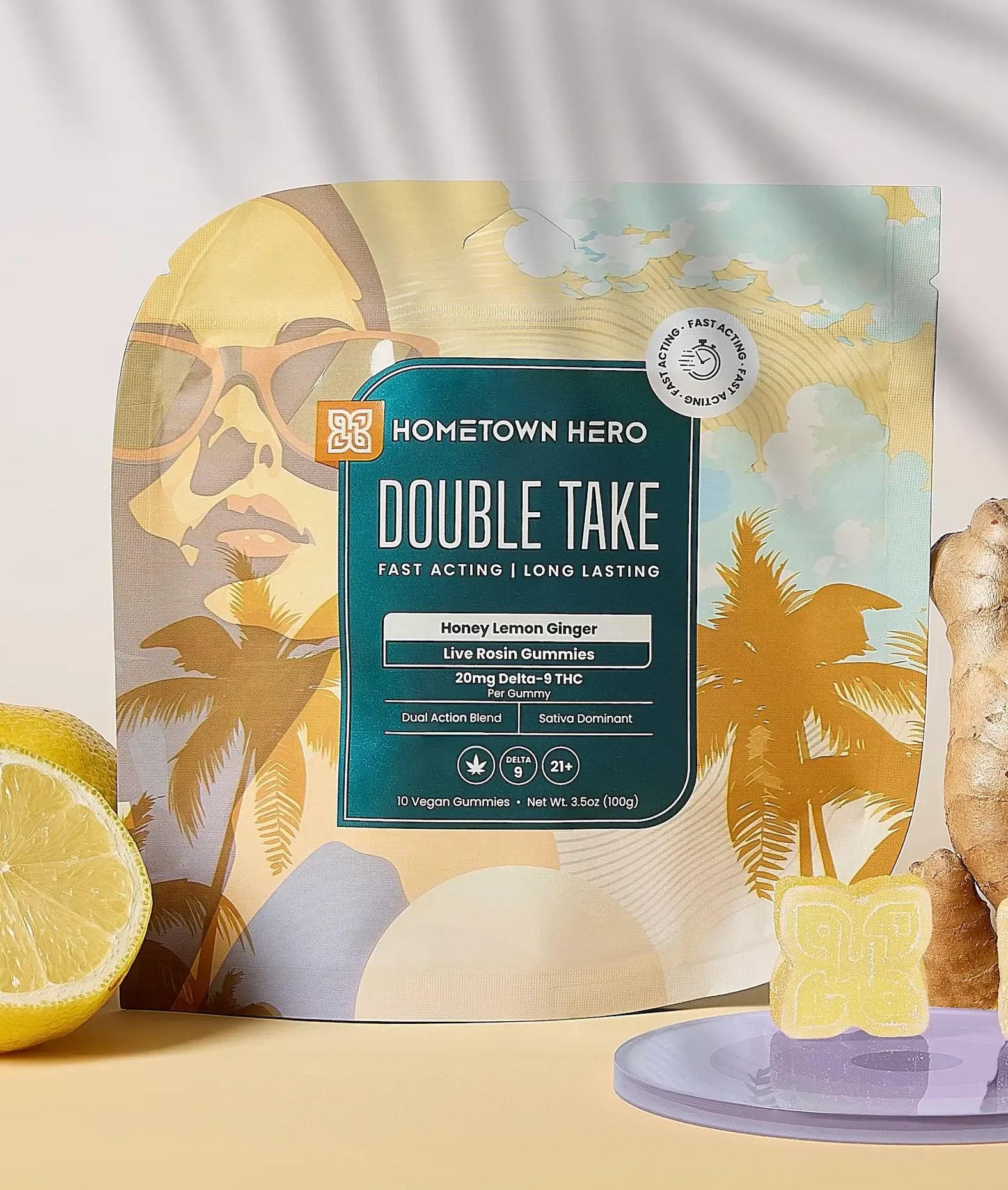 Double Take Honey Lemon Ginger Live Rosin Gummies gummy package