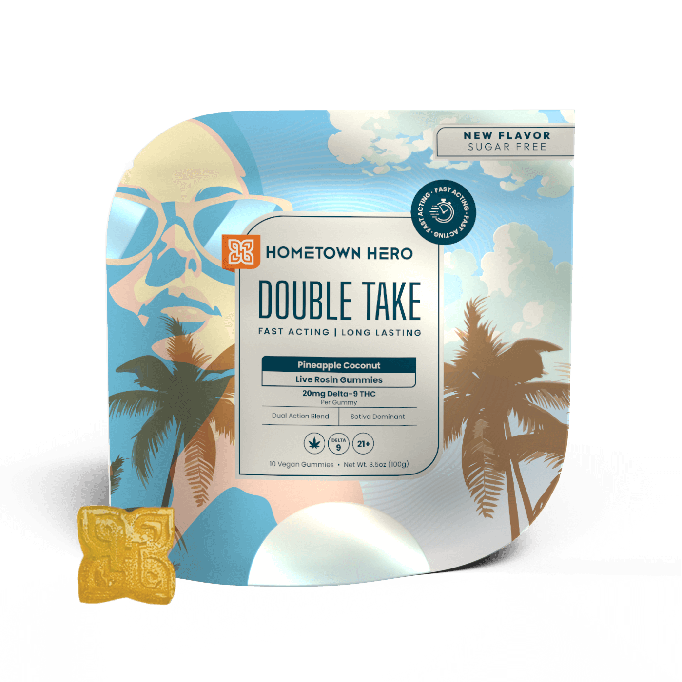 Double Take Pineapple Coconut Live Rosin Gummies gummy package
