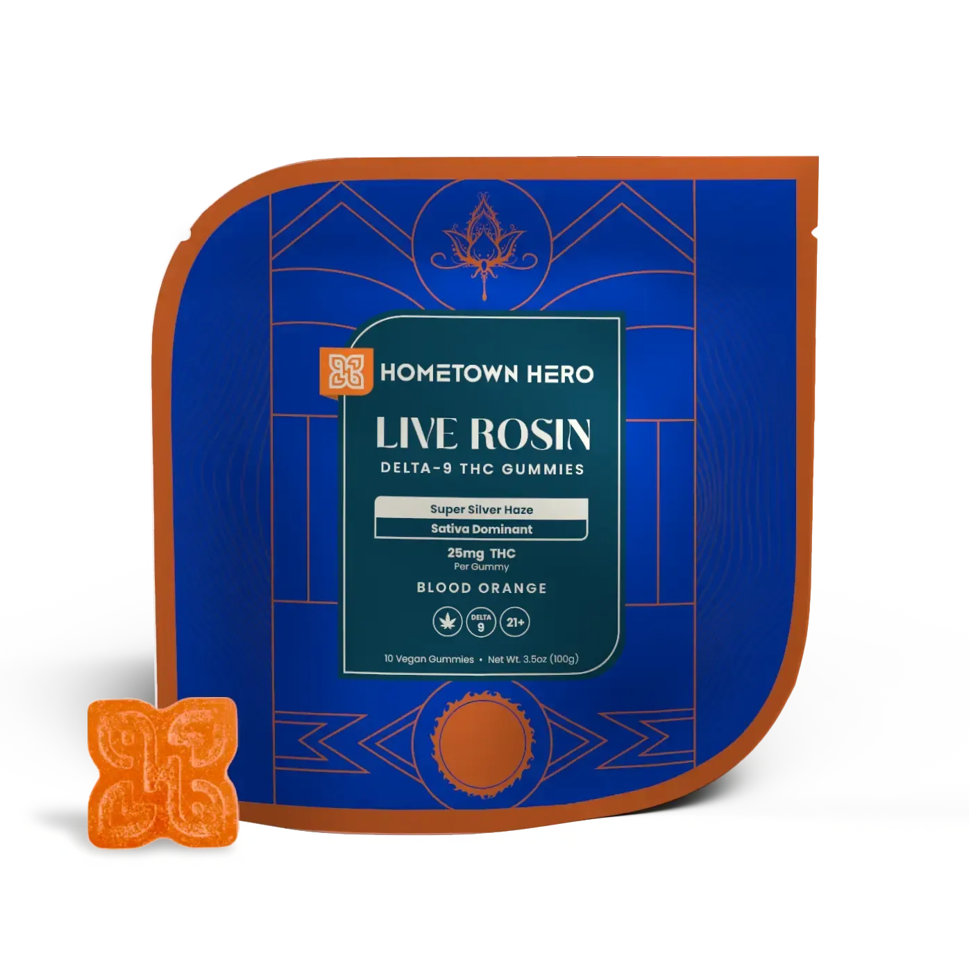 Super Silver Haze Blood Orange Live Rosin Gummies gummy package