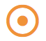 Un cercle orange contenant en son centre un plus petit cercle orange plein.